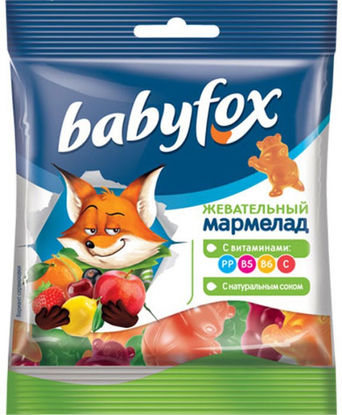Мармелад Babyfox жевательный с соком ягод и фруктов 30 г