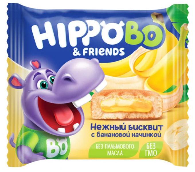 Бисквит Хиппобо и друзья с Банановой начинкой 32г