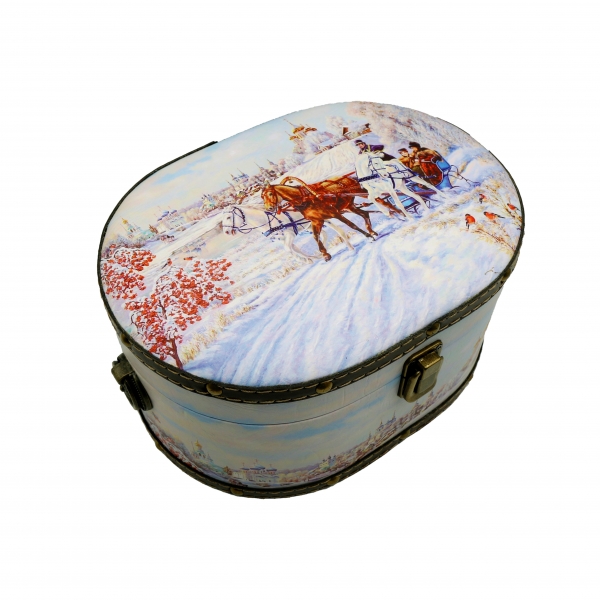 Шкатулка Тройка (дерево+кожа) 0,8