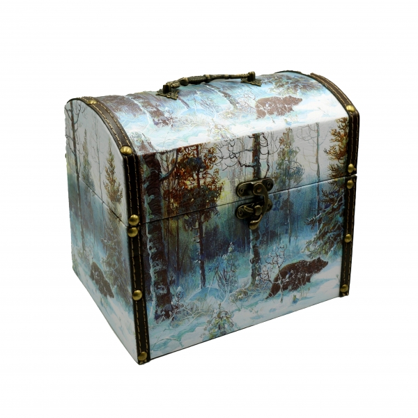 Шкатулка В чаще (дерево+кожа) 1кг