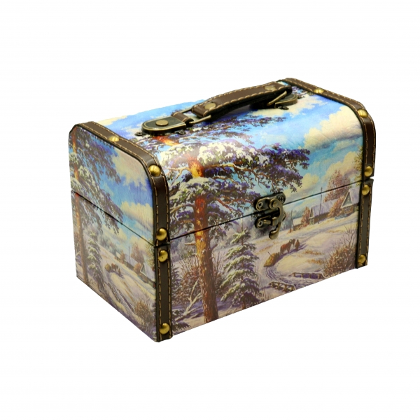 Сундук Зимняя пора (дерево+кожа) 400г