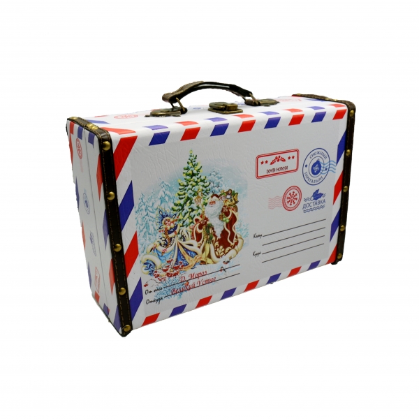 Саквояж Новогодняя Бандероль (дерево+кожа) 2,5